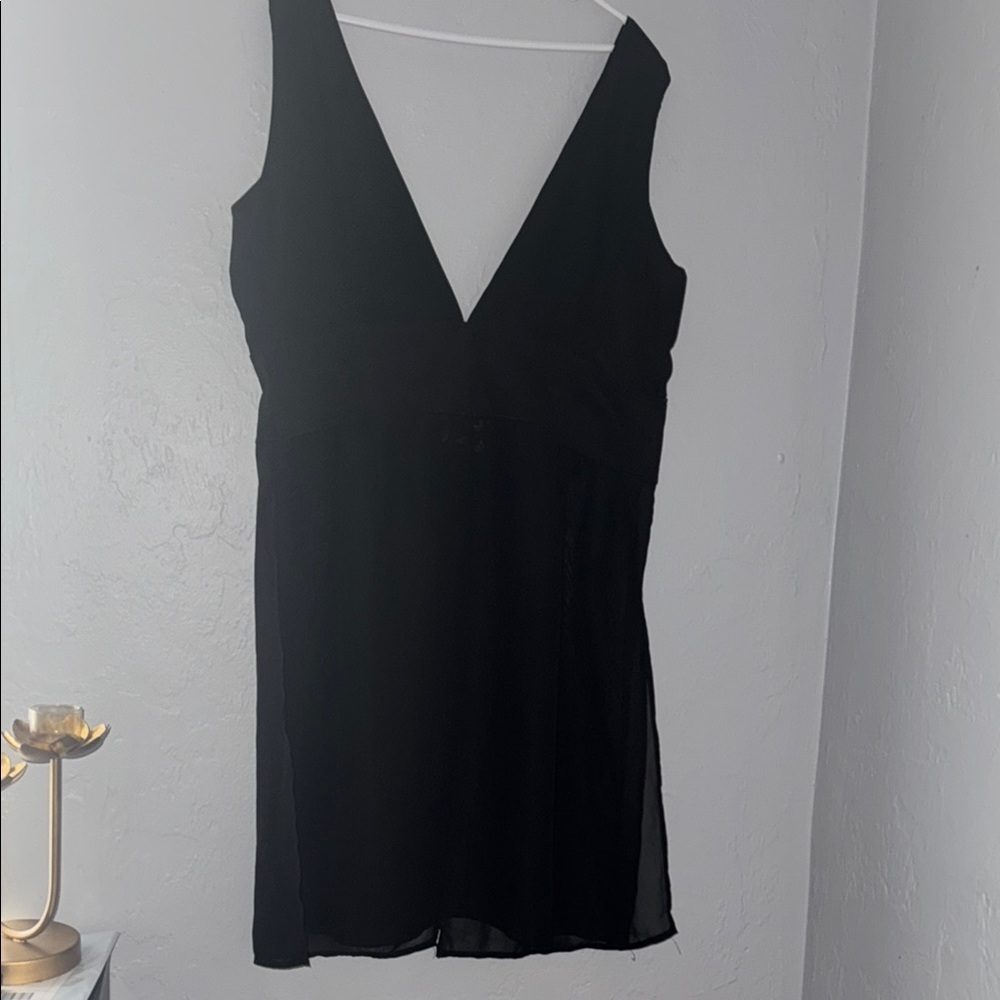 Ashley Stewart Black Tie Front Fitted Tank Top 84 - Picture 5 of 9